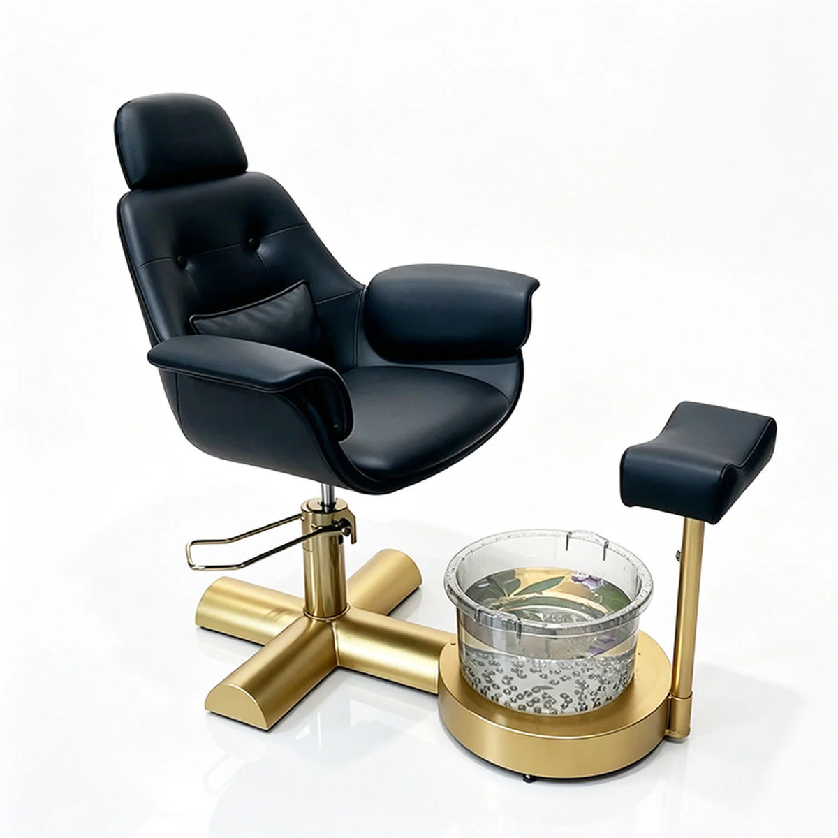 Button Tufted Pedicure Spa Chair with Padded Footrest