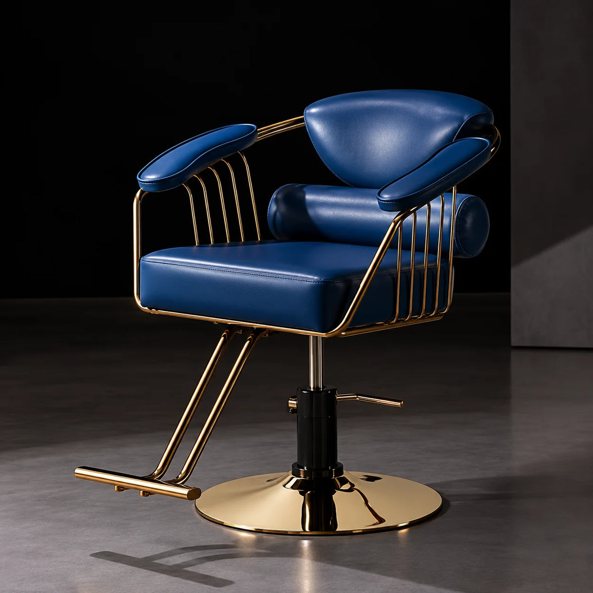 Barber Styling Chair with Gold Metal Frame