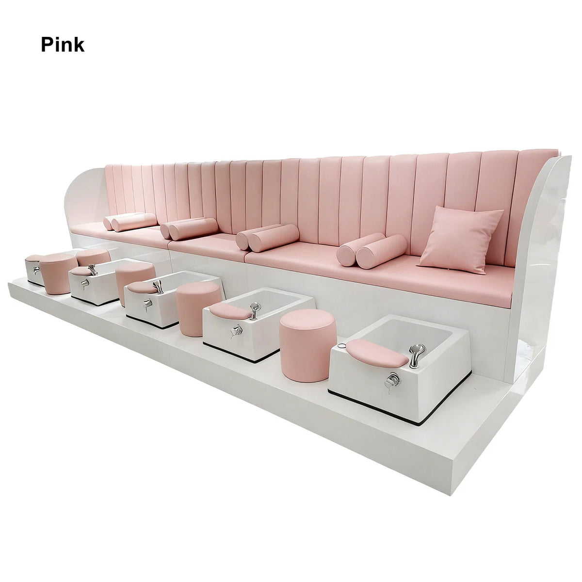 Four-Station Pedicure Bench with Integrated Foot Baths