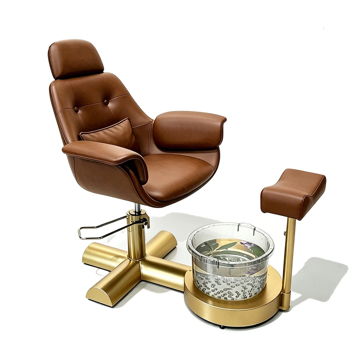 Button Tufted Pedicure Spa Chair with Padded Footrest