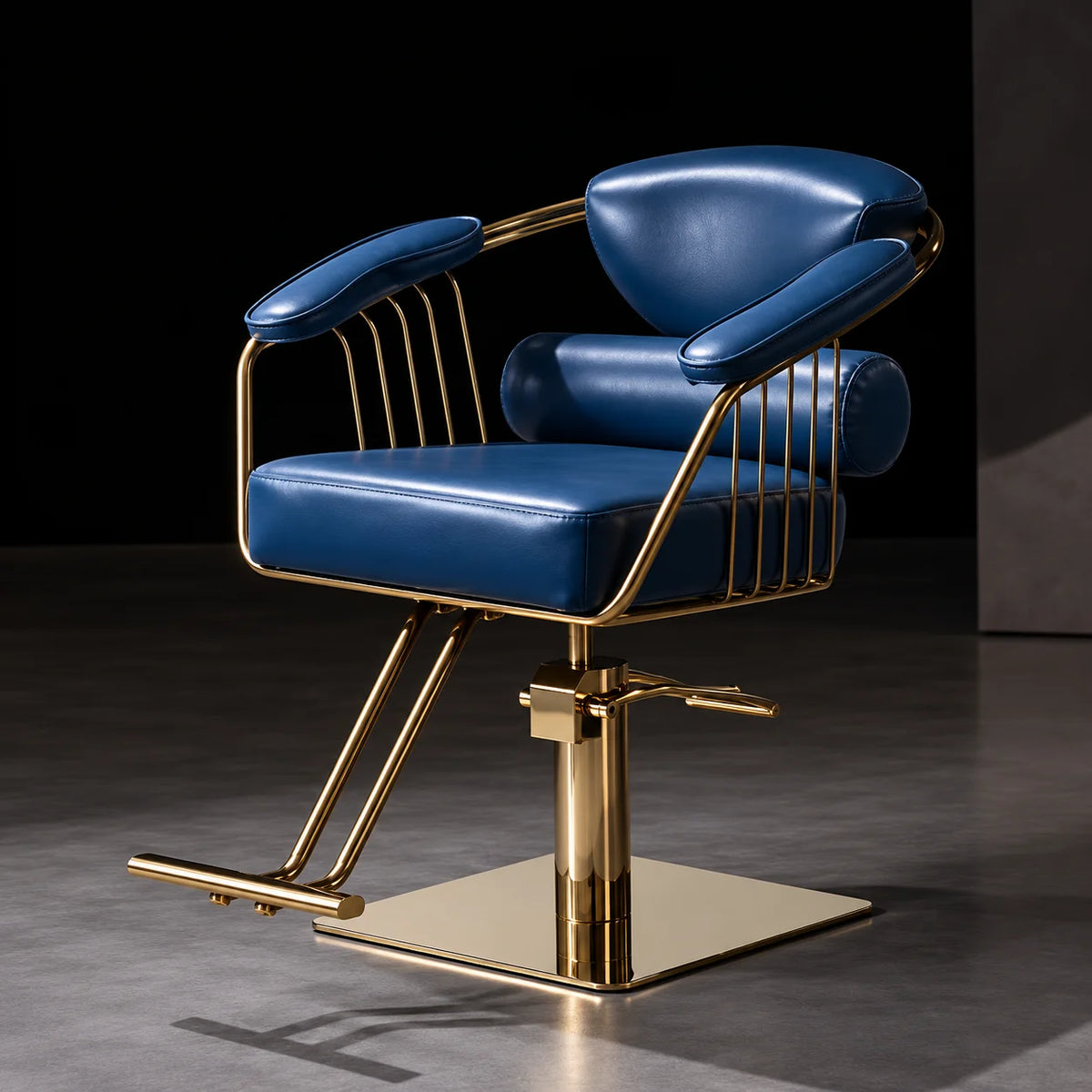 Barber Styling Chair with Gold Metal Frame