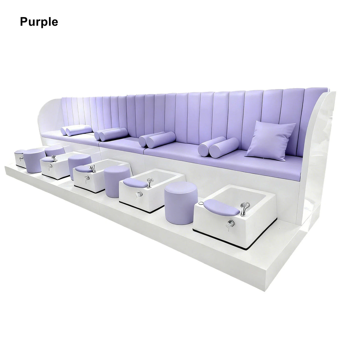 Four-Station Pedicure Bench with Integrated Foot Baths