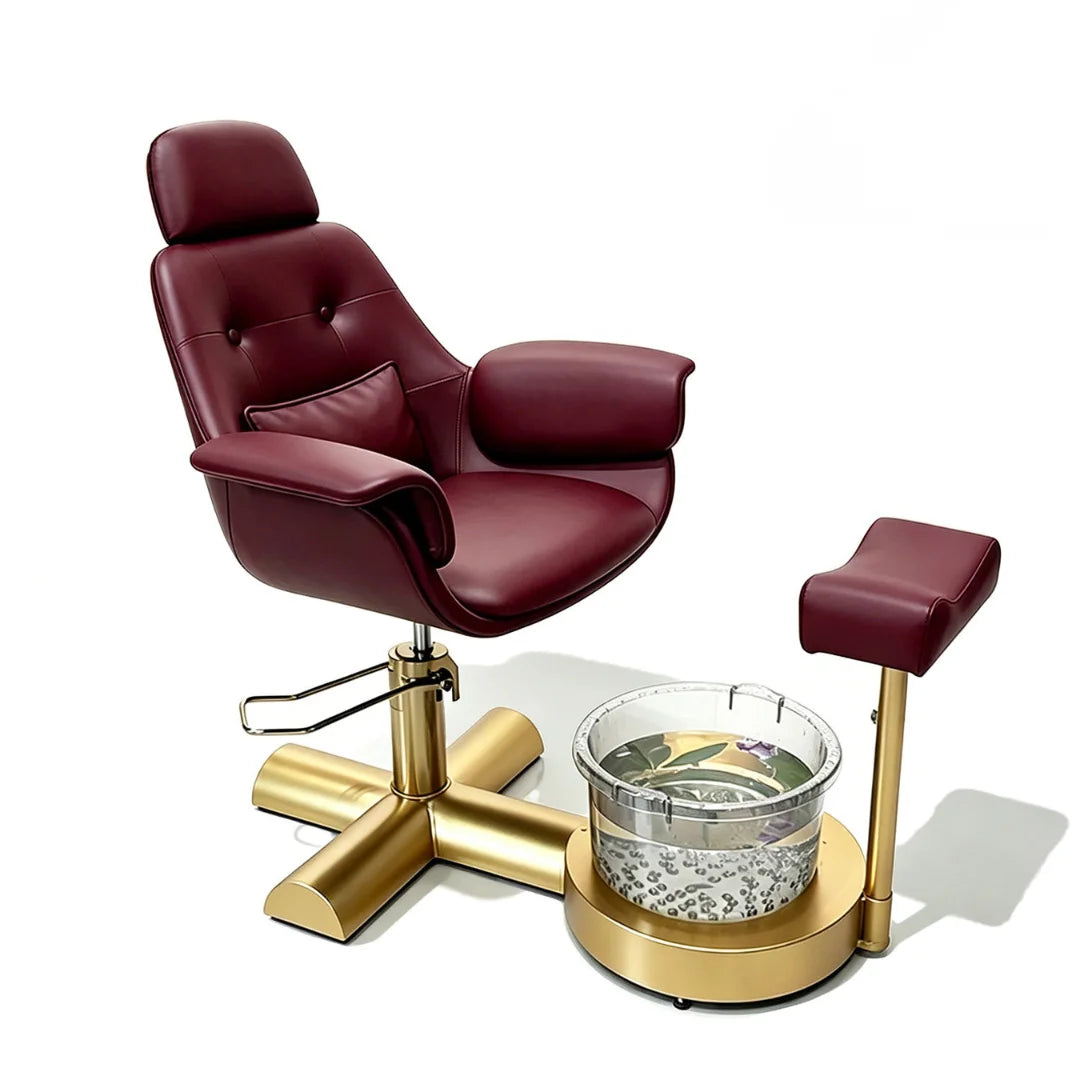 Button Tufted Pedicure Spa Chair with Padded Footrest