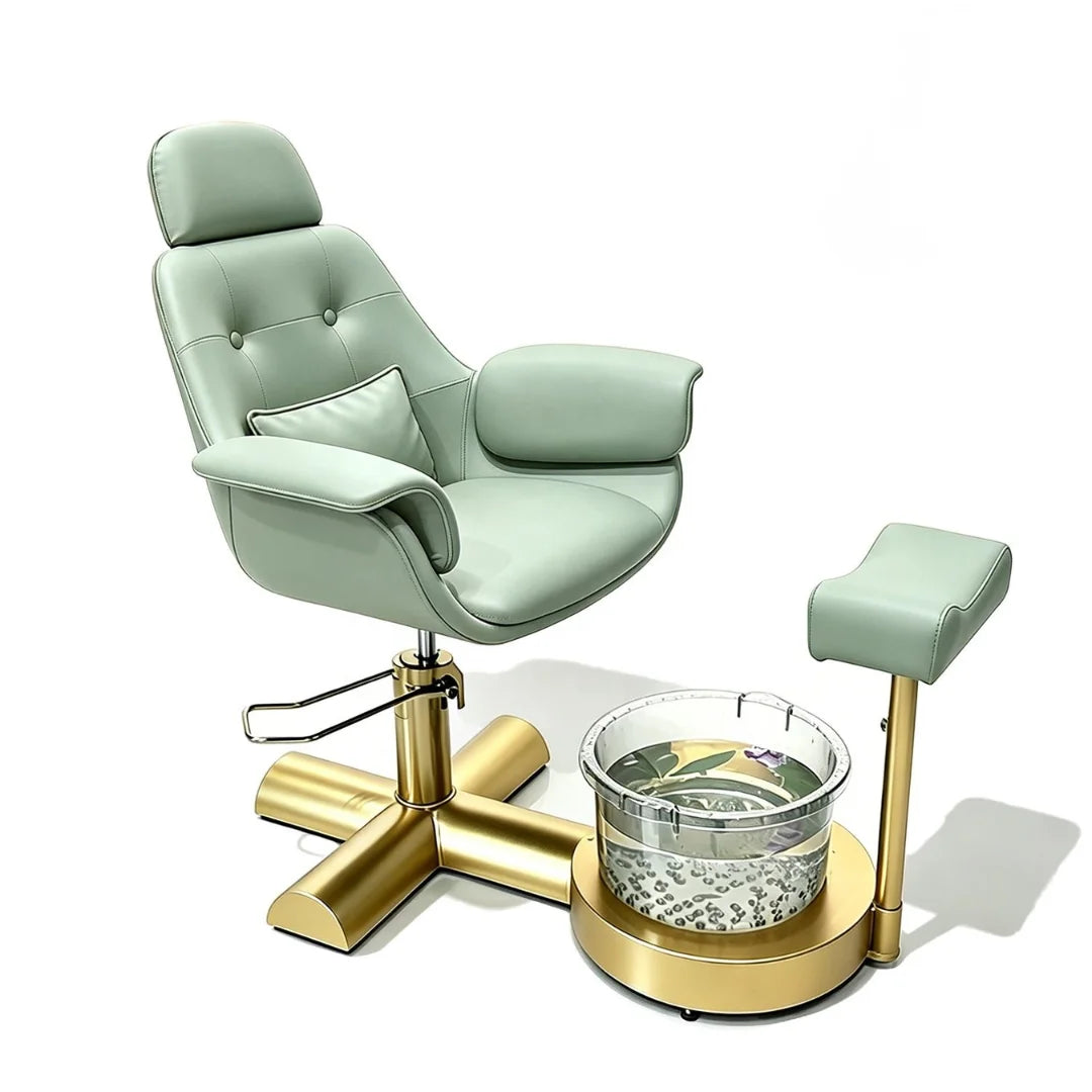 Button Tufted Pedicure Spa Chair with Padded Footrest