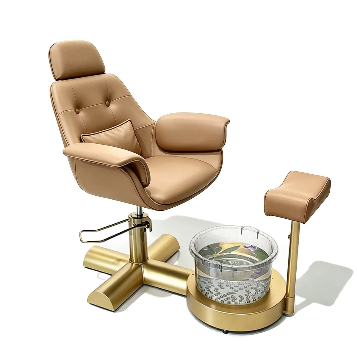 Button Tufted Pedicure Spa Chair with Padded Footrest