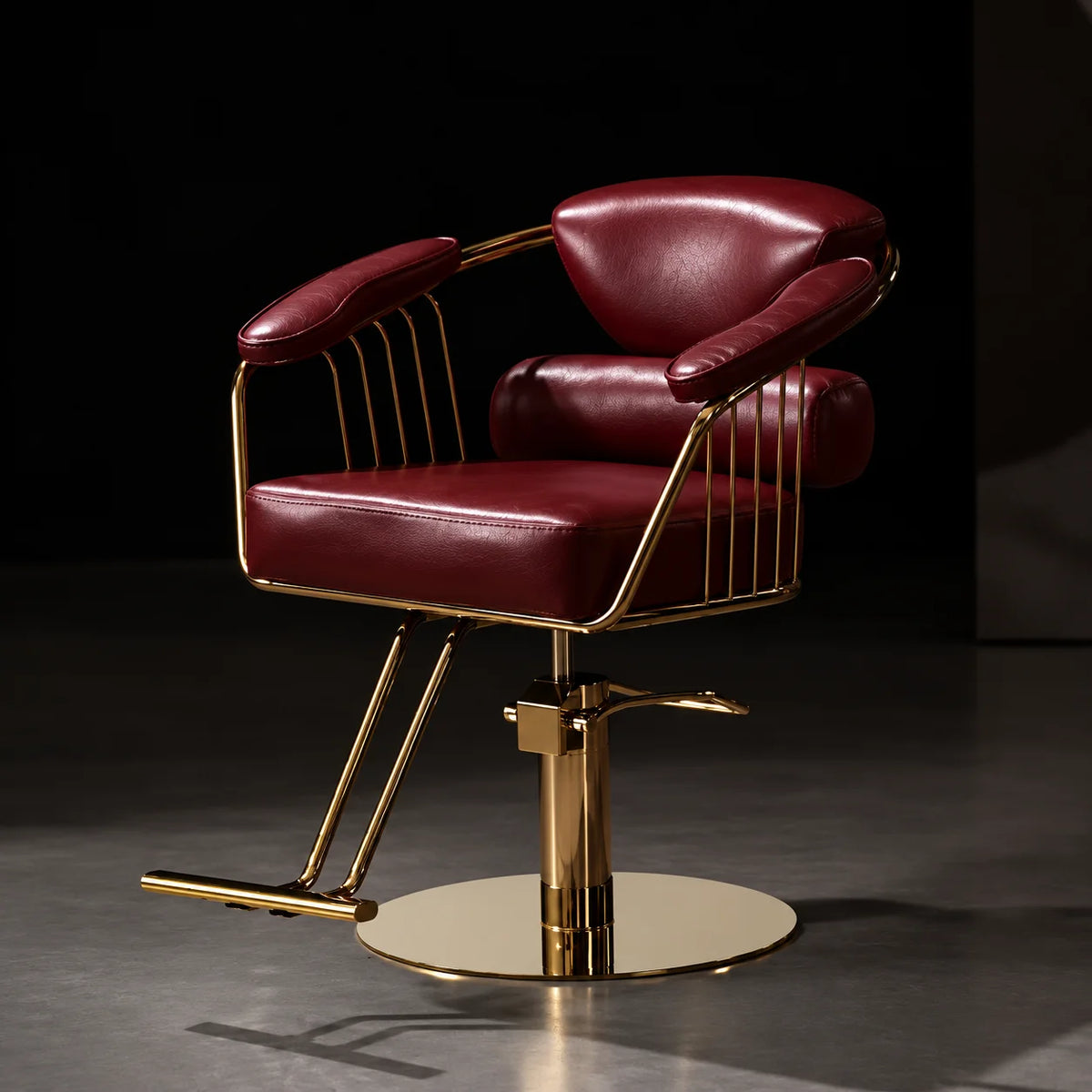 Barber Styling Chair with Gold Metal Frame