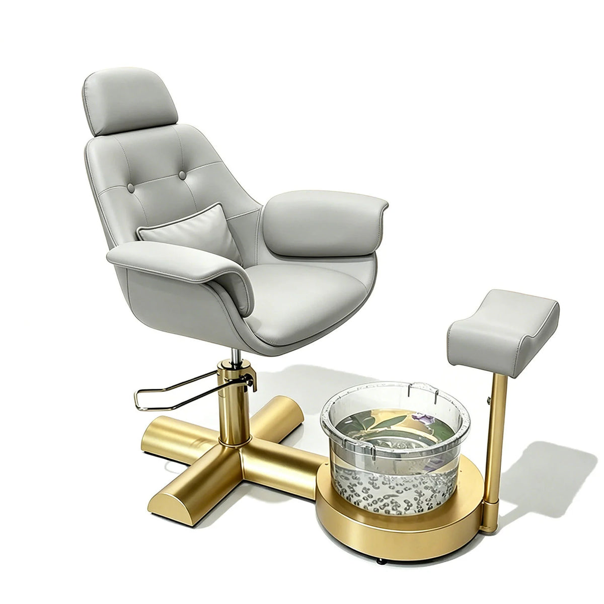 Button Tufted Pedicure Spa Chair with Padded Footrest