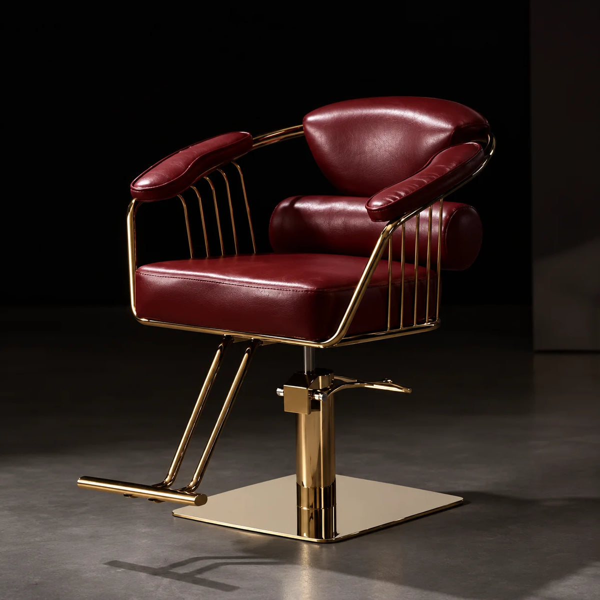 Barber Styling Chair with Gold Metal Frame