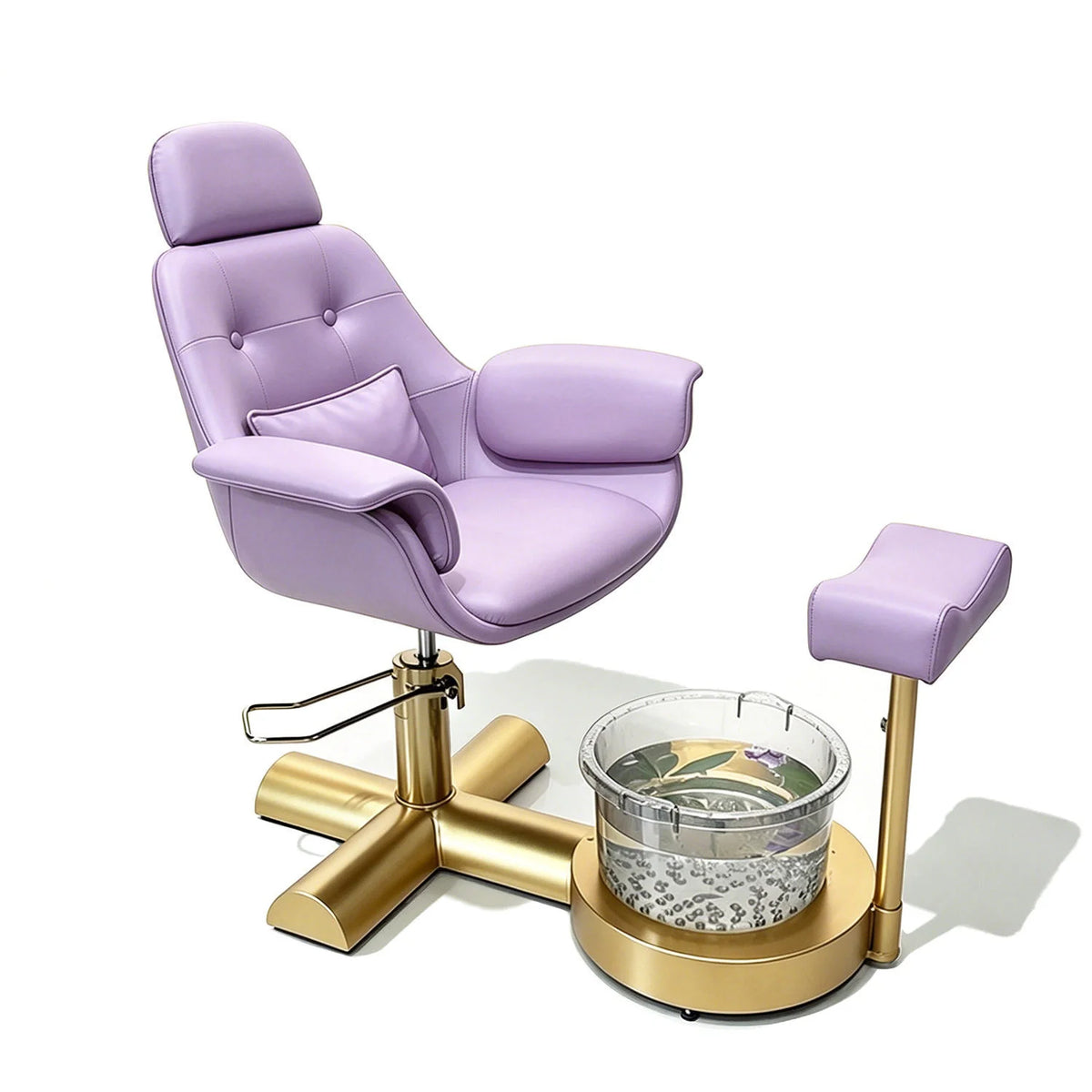 Button Tufted Pedicure Spa Chair with Padded Footrest