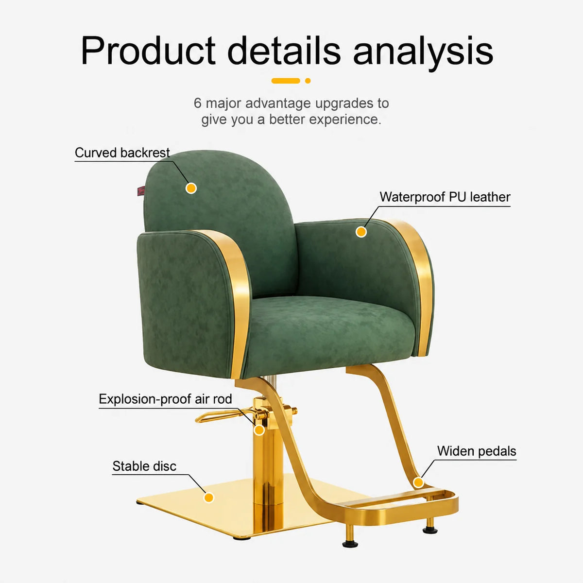 Luxury Gold Hydraulic Salon Styling Chair